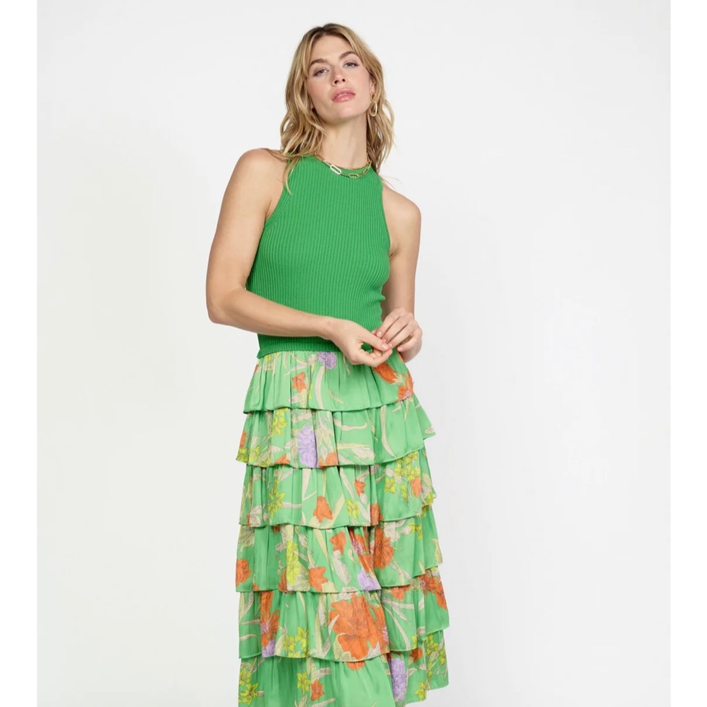 CURRENT AIR green botanical dress, SMALL
